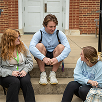 students on steps